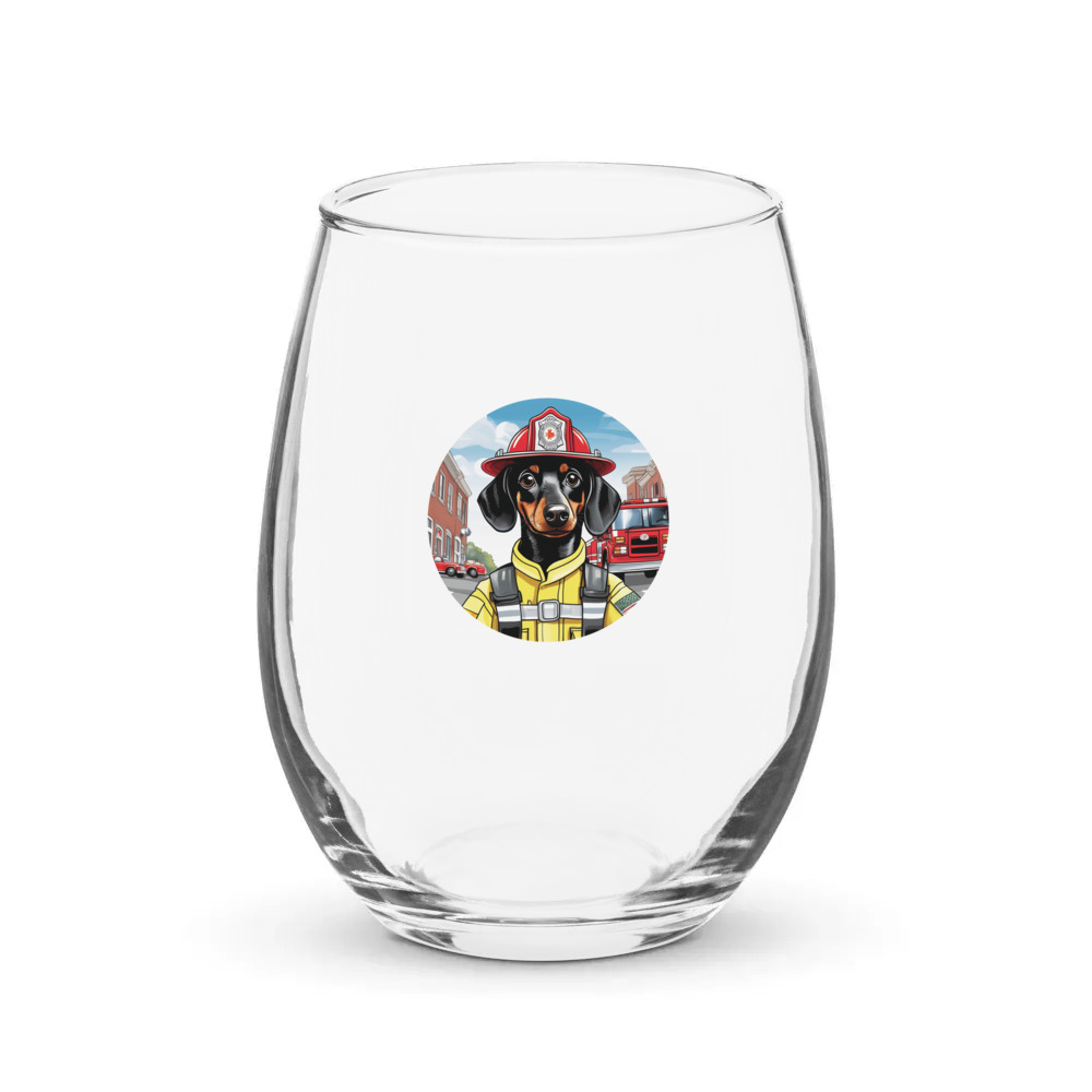 PugMug Custom Black Dachshund Stemless Wine Glass