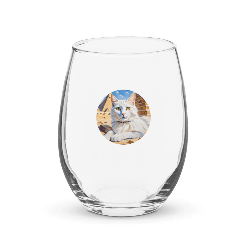 PugMug Custom White Companion Cat Stemless Wine Glass