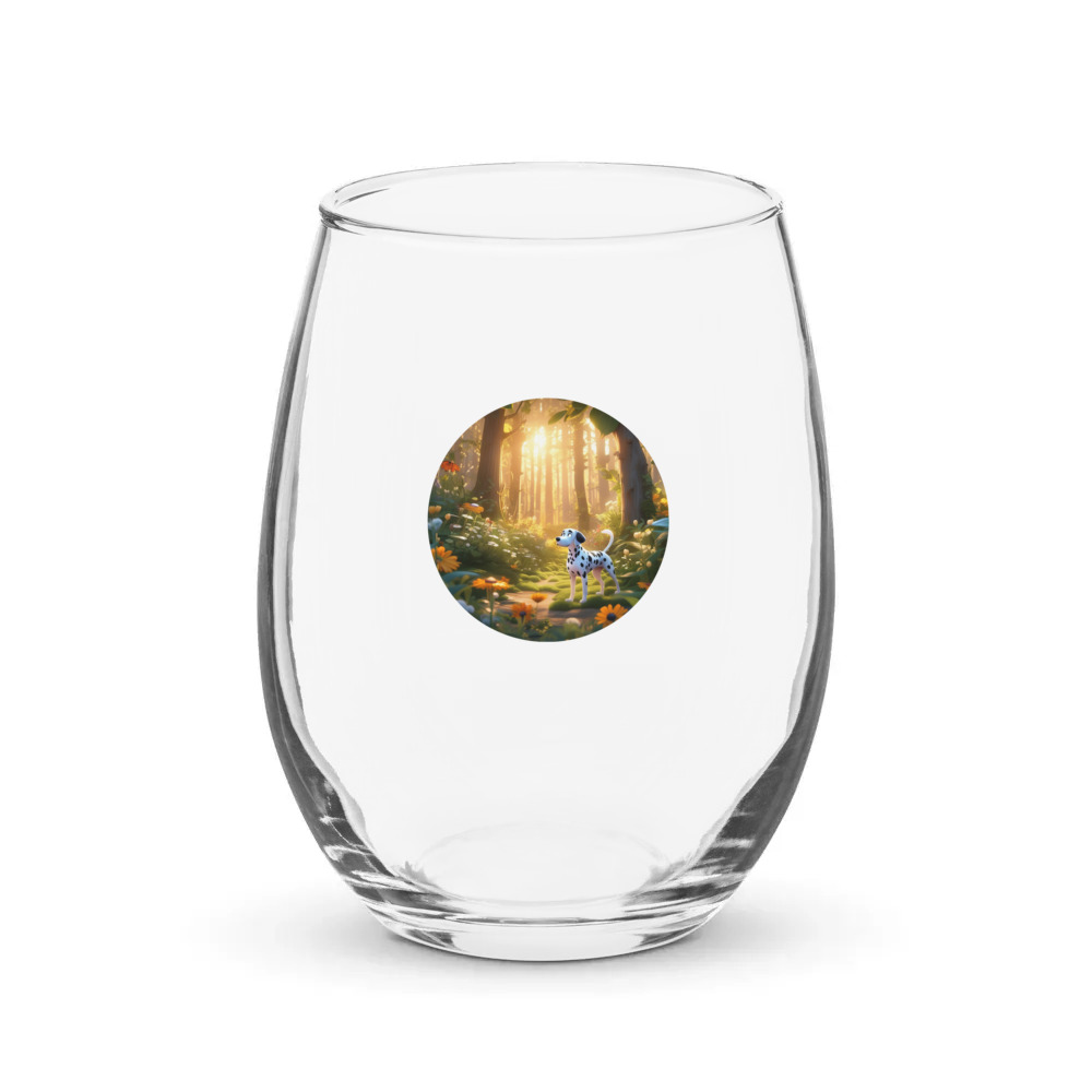 PugMug Custom Dalmatian Stemless Wine Glass