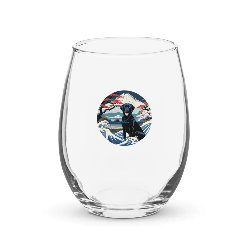 PugMug Custom Black Labrador Retriever Stemless Wine Glass