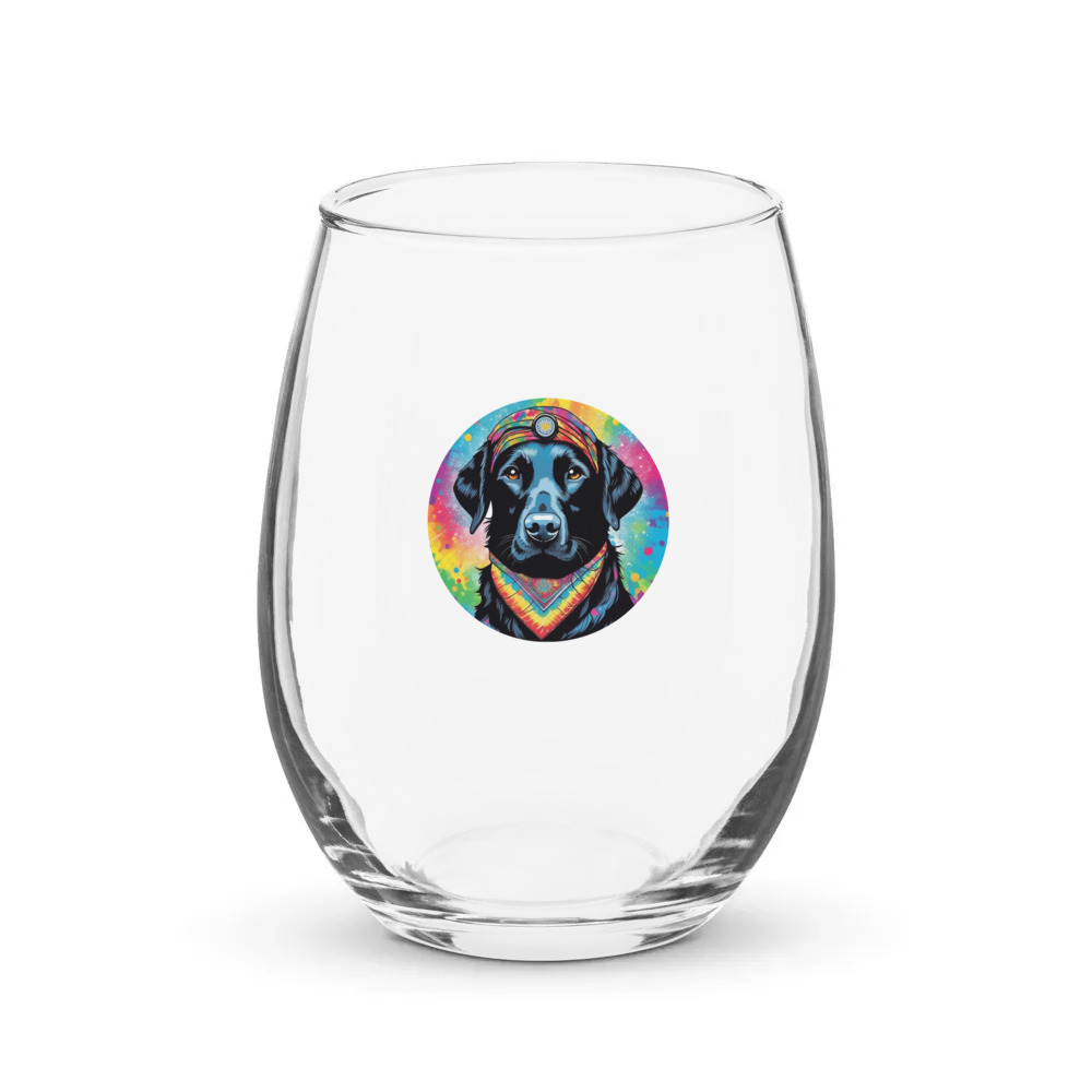PugMug Custom Black Labrador Retriever Stemless Wine Glass