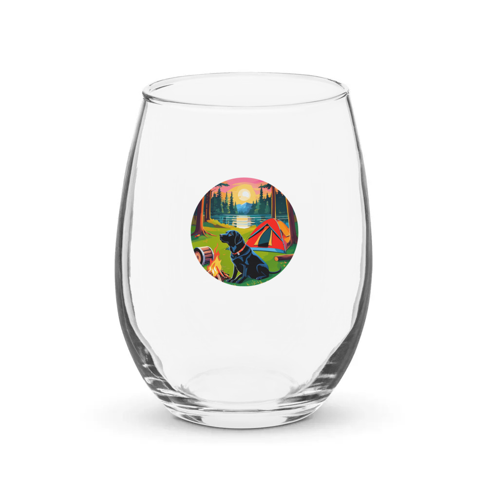 PugMug Custom Black Labrador Retriever Stemless Wine Glass