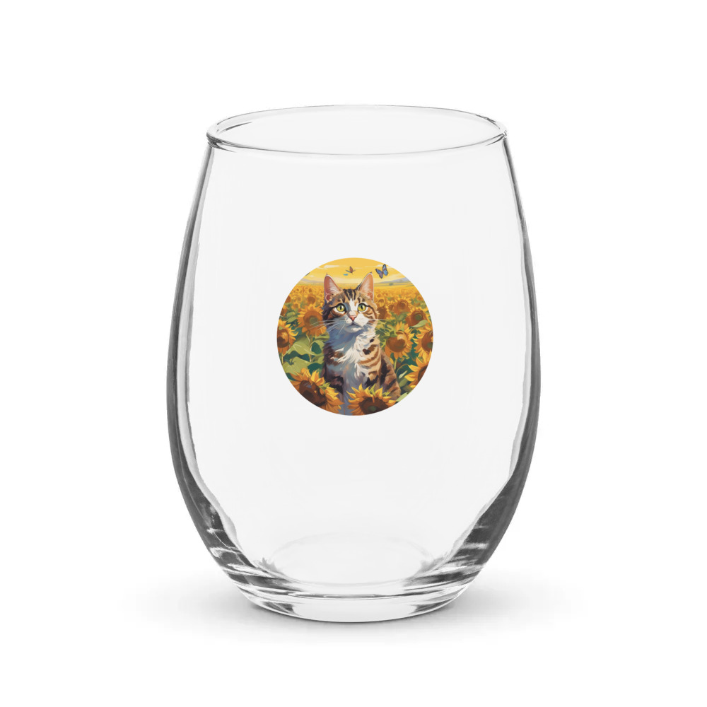 PugMug Custom Tabby Companion Cat Stemless Wine Glass