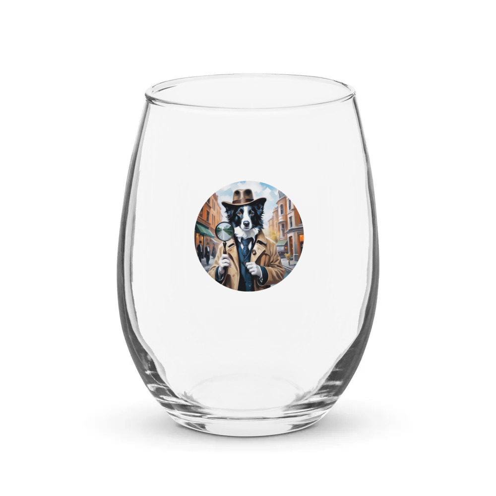 PugMug Custom Border Collie Stemless Wine Glass
