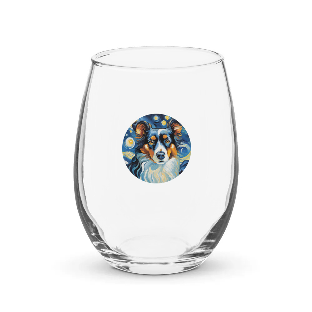 PugMug Custom Miniature American Shepherd Stemless Wine Glass
