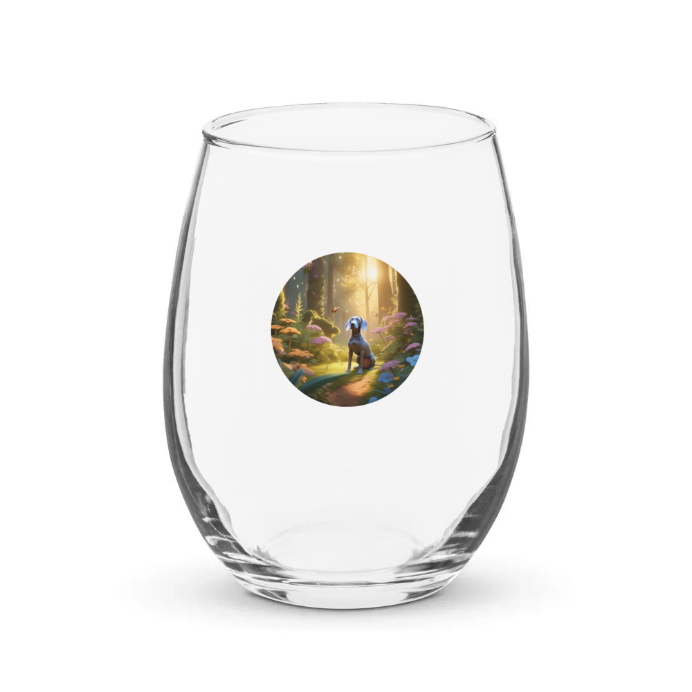 PugMug Custom Weimaraner Stemless Wine Glass