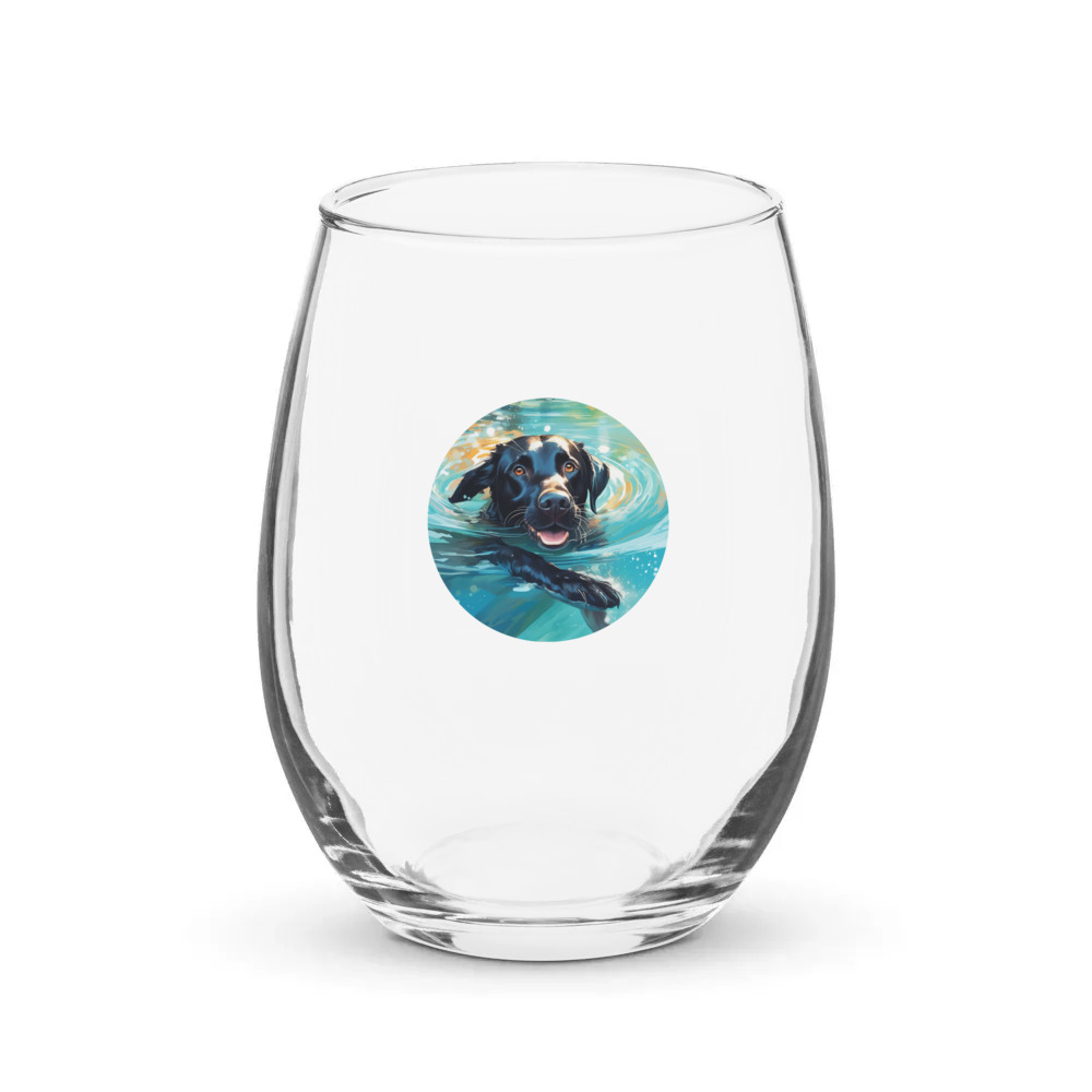 PugMug Custom Black Labrador Retriever Stemless Wine Glass