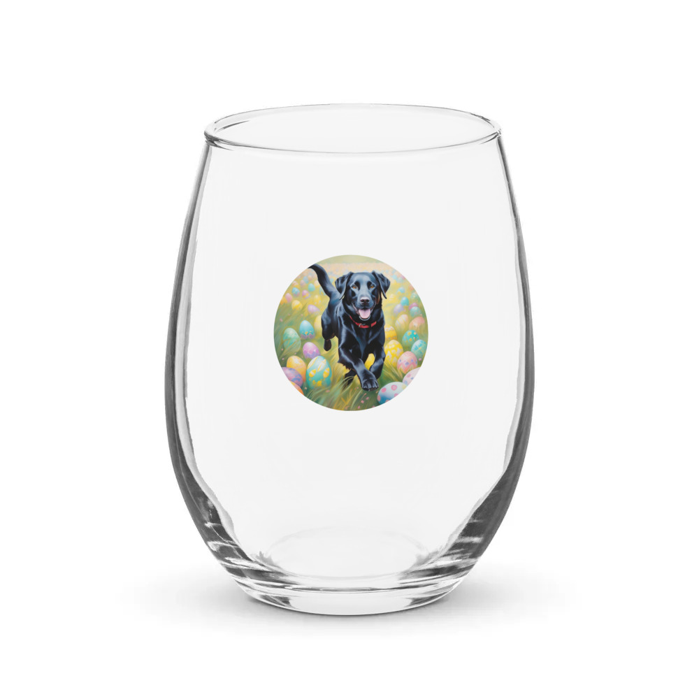 PugMug Custom Black Labrador Retriever Stemless Wine Glass