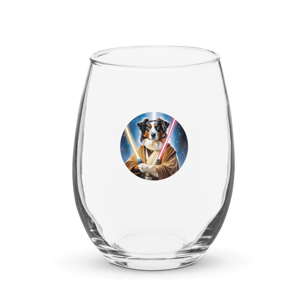PugMug Custom Australian Shepherd Dog Stemless Wine Glass