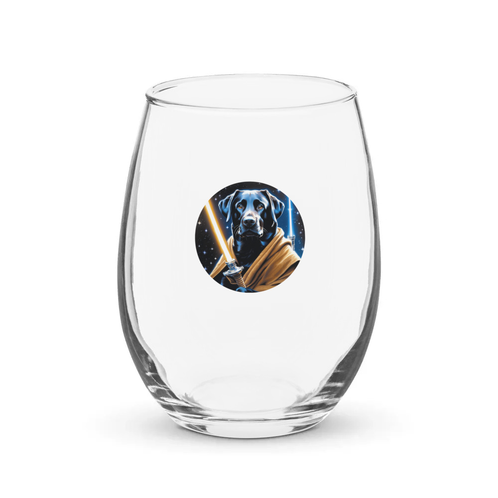 PugMug Custom Black Labrador Retriever Stemless Wine Glass