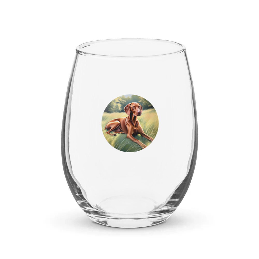 PugMug Custom Vizsla Stemless Wine Glass