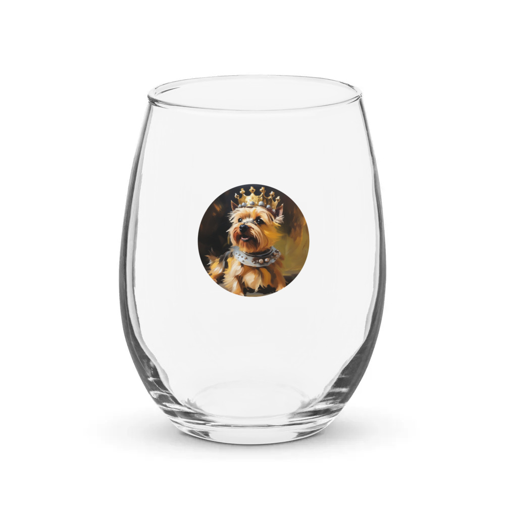 PugMug Custom Cairn Terrier Stemless Wine Glass