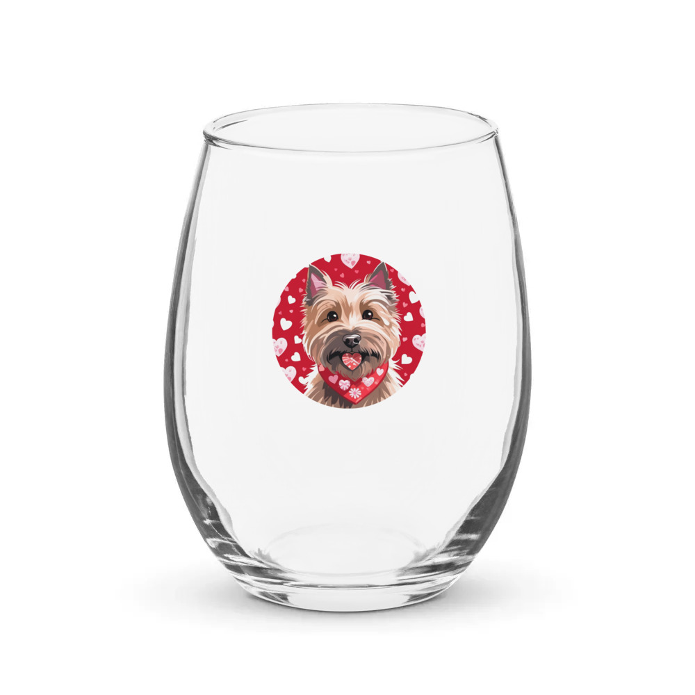 PugMug Custom Cairn Terrier Stemless Wine Glass
