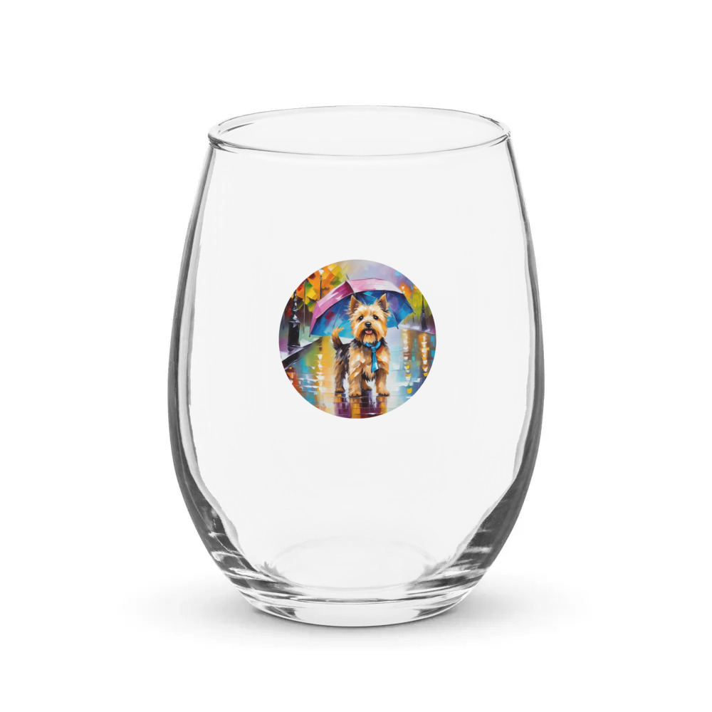 PugMug Custom Cairn Terrier Stemless Wine Glass