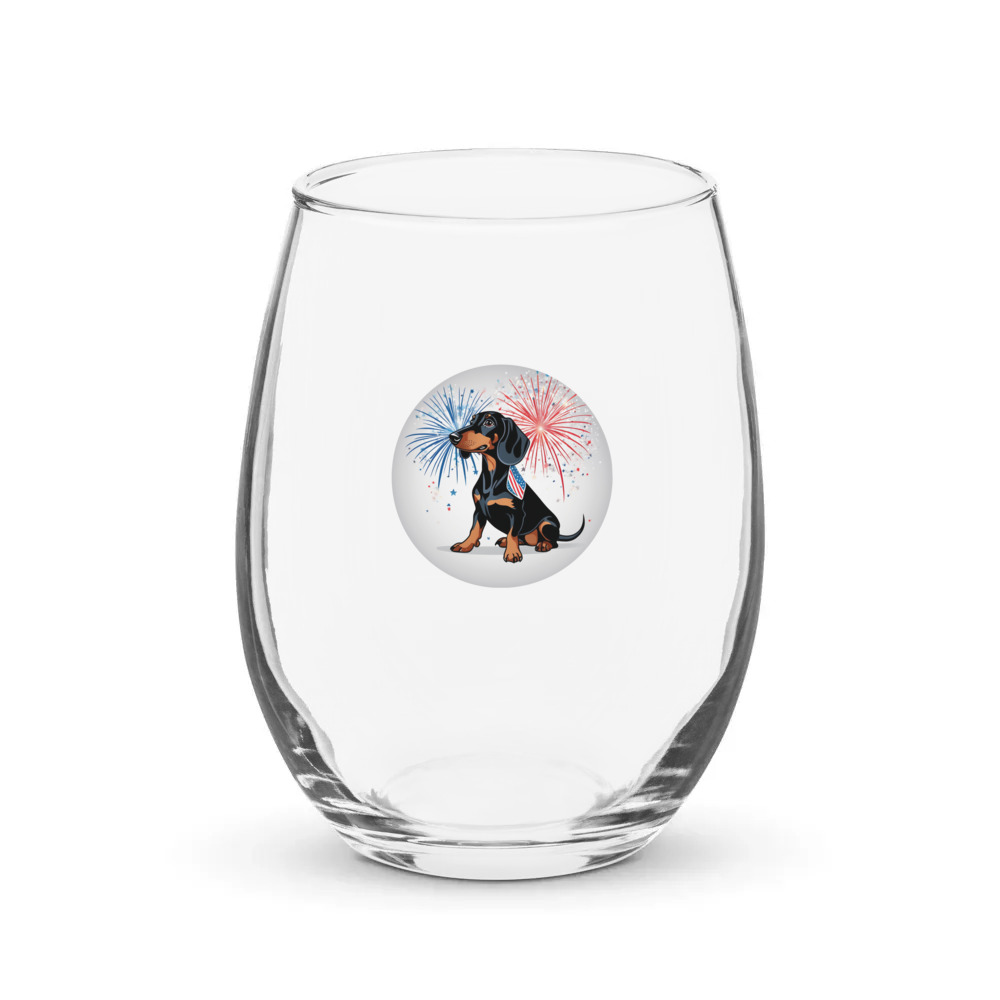 PugMug Custom Black Dachshund Stemless Wine Glass