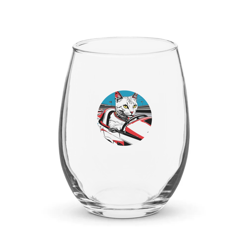 PugMug Custom White Companion Cat Stemless Wine Glass