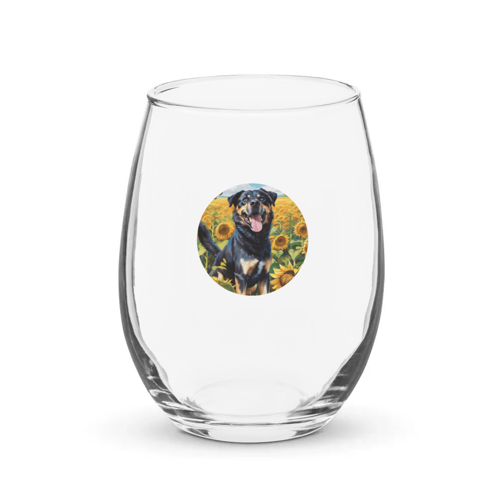 PugMug Custom Blue Stemless Wine Glass