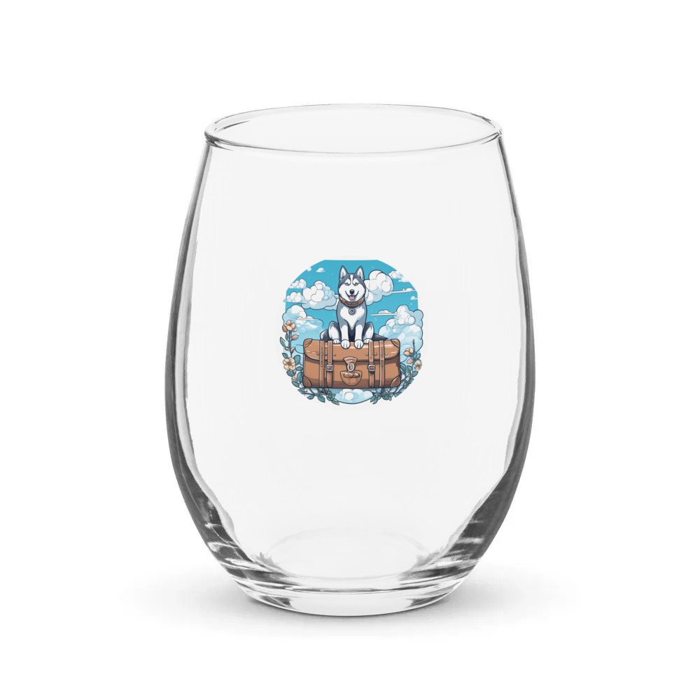 PugMug Custom Siberian Husky Stemless Wine Glass