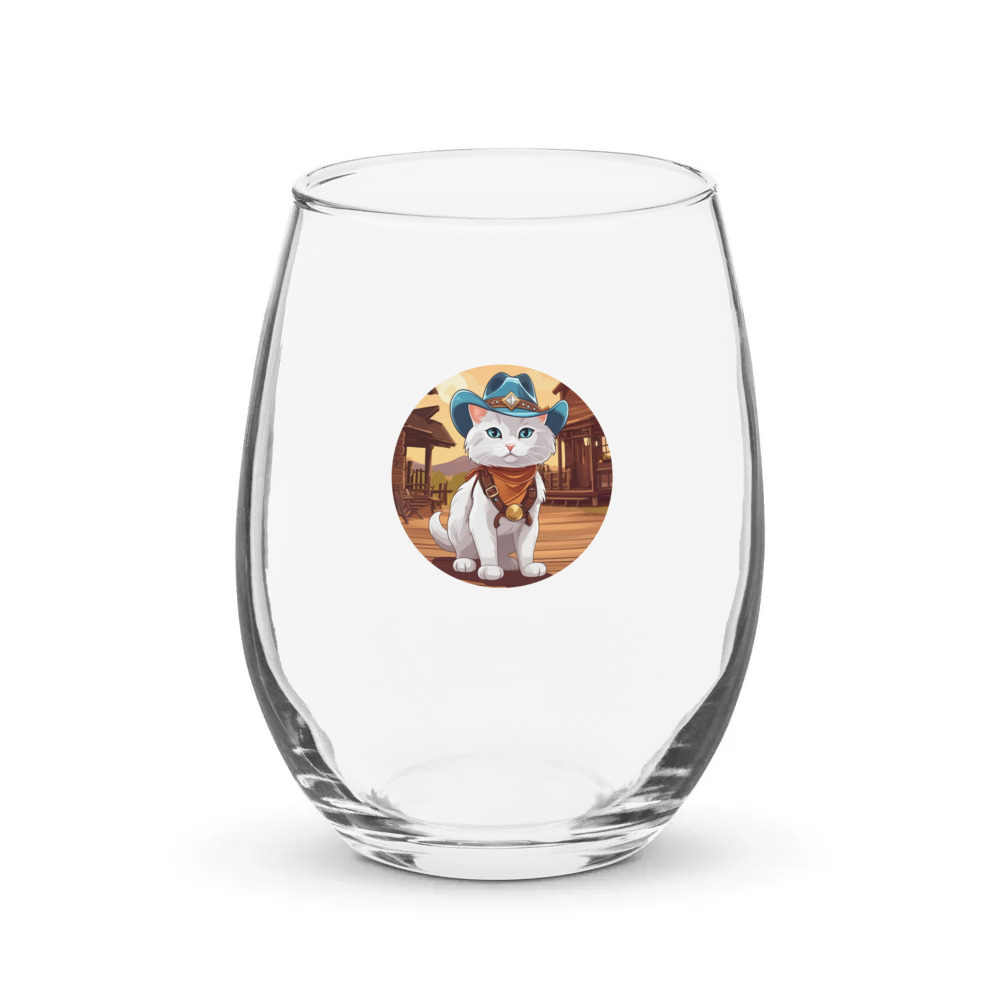 PugMug Custom White Companion Cat Stemless Wine Glass