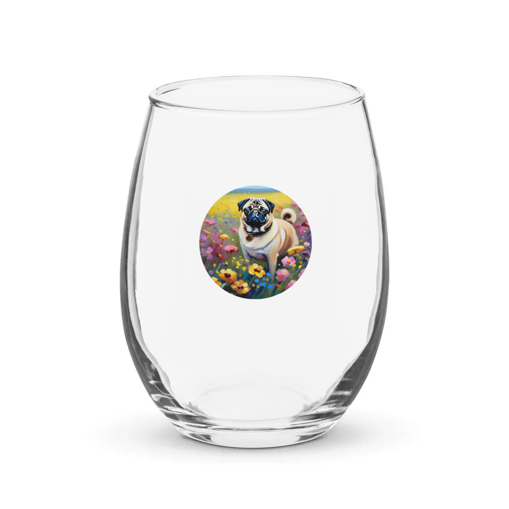 PugMug Custom Pug Stemless Wine Glass