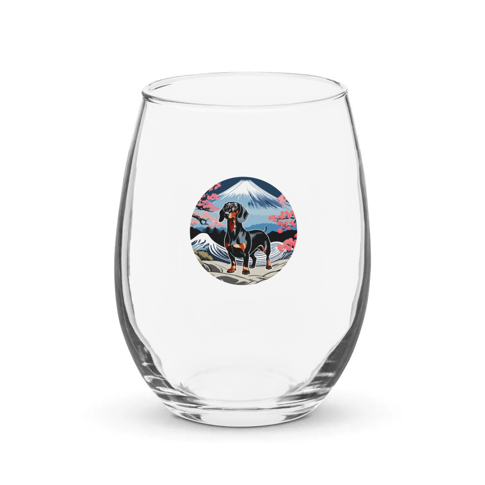 PugMug Custom Black Dachshund Stemless Wine Glass