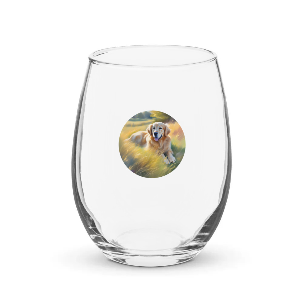 PugMug Custom Golden Retriever Stemless Wine Glass