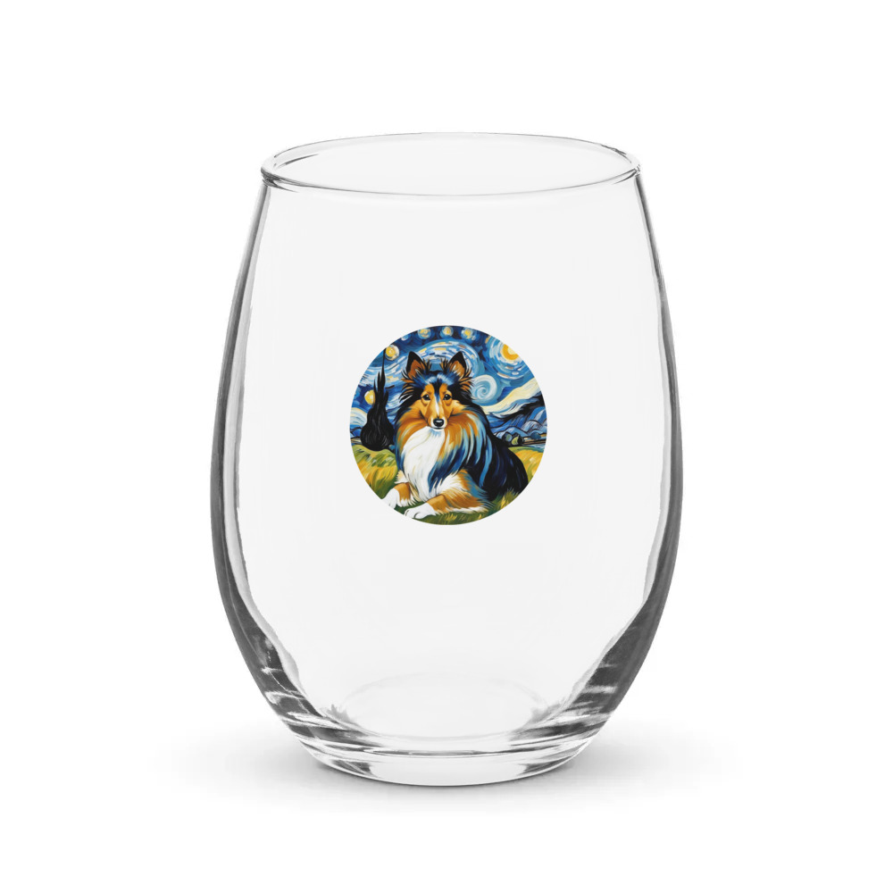 PugMug Custom Shetland Sheepdog Stemless Wine Glass