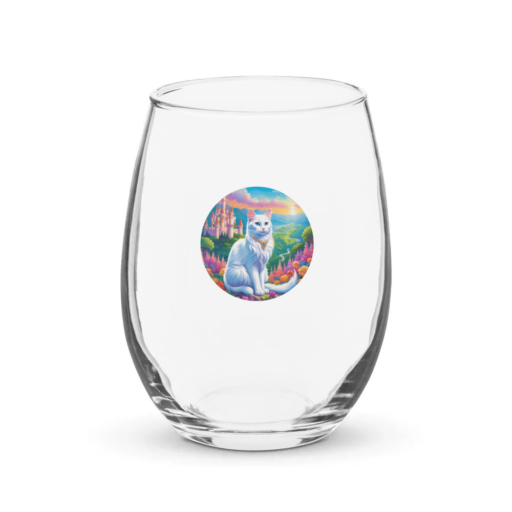 PugMug Custom White Companion Cat Stemless Wine Glass