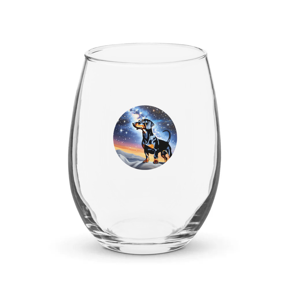 PugMug Custom Black Dachshund Stemless Wine Glass
