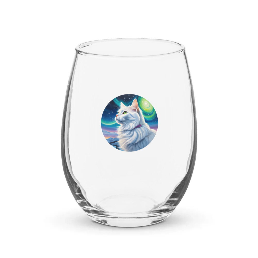 PugMug Custom White Companion Cat Stemless Wine Glass