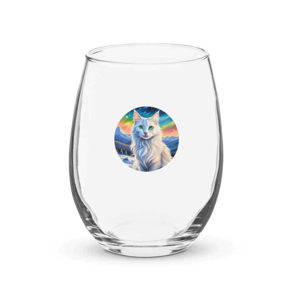 PugMug Custom White Companion Cat Stemless Wine Glass