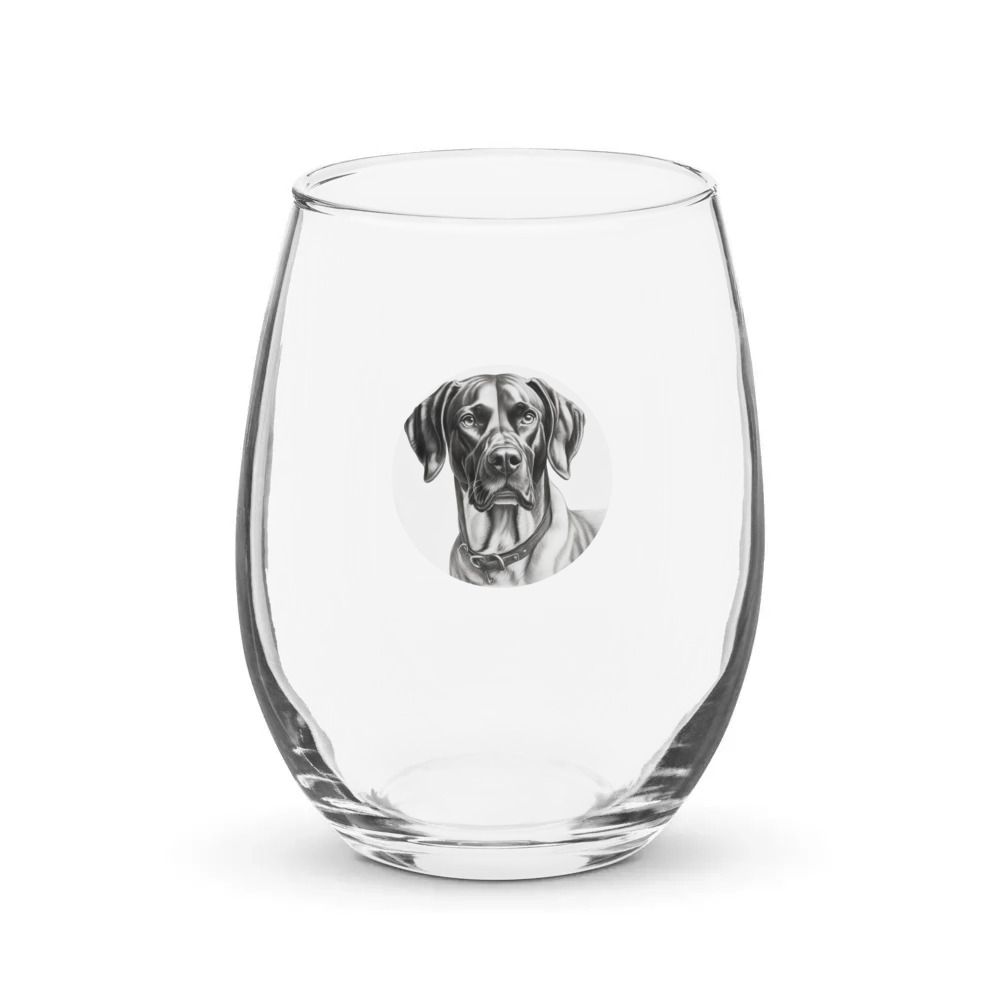 PugMug Custom Pointer Dog Stemless Wine Glass