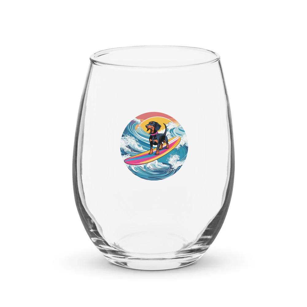 PugMug Custom Black Dachshund Stemless Wine Glass