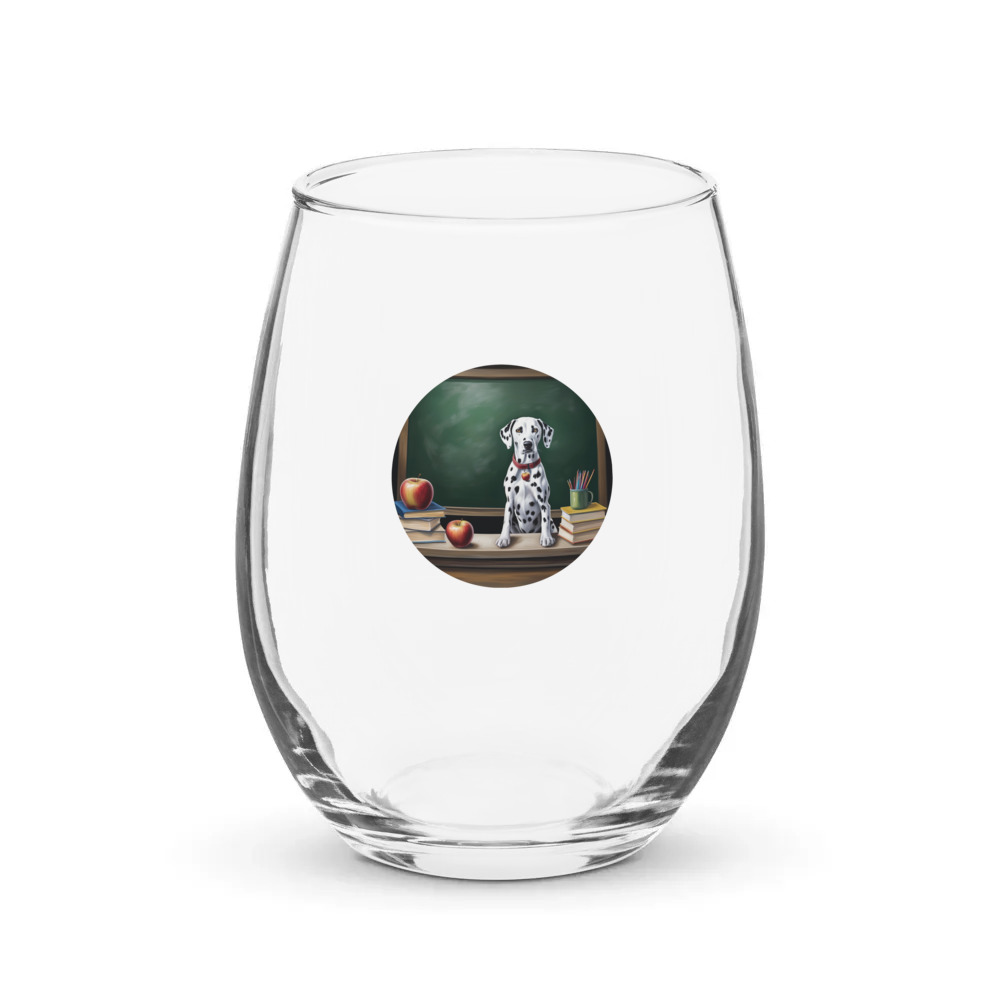 PugMug Custom Dalmatian Stemless Wine Glass