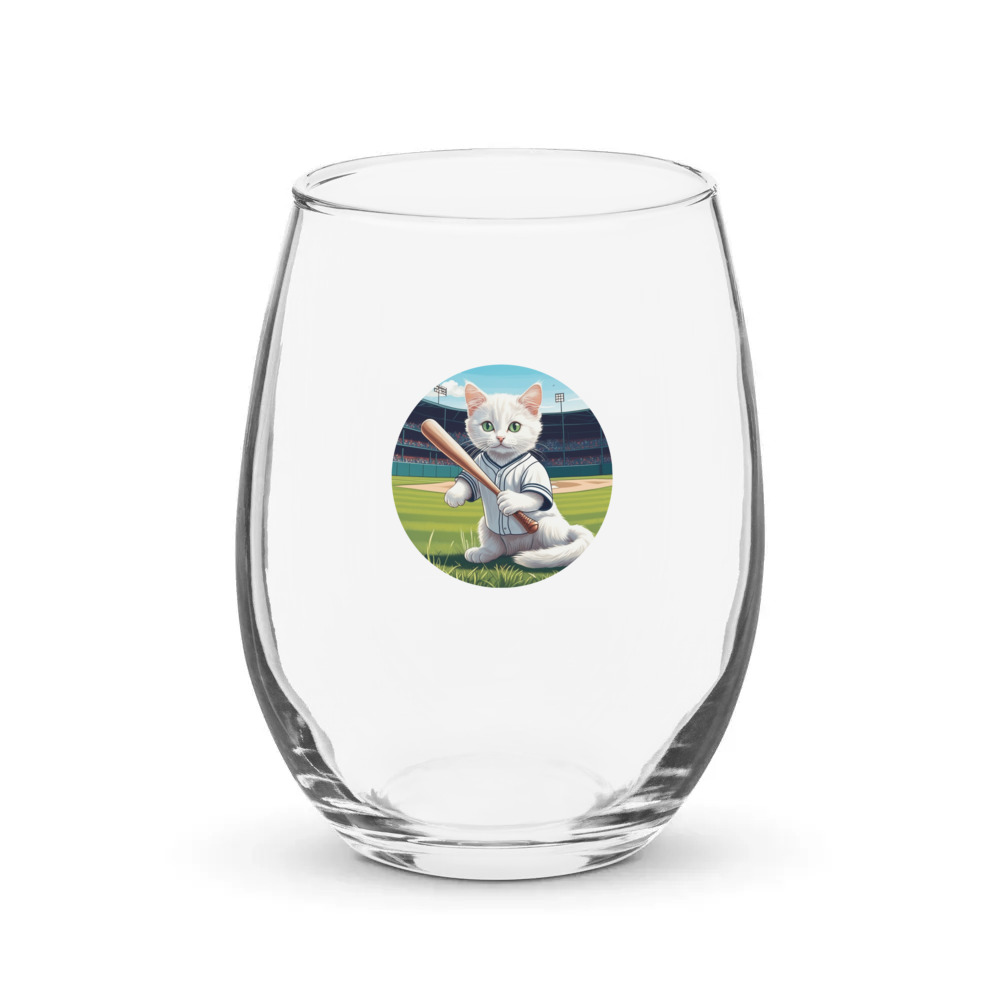 PugMug Custom White Companion Cat Stemless Wine Glass