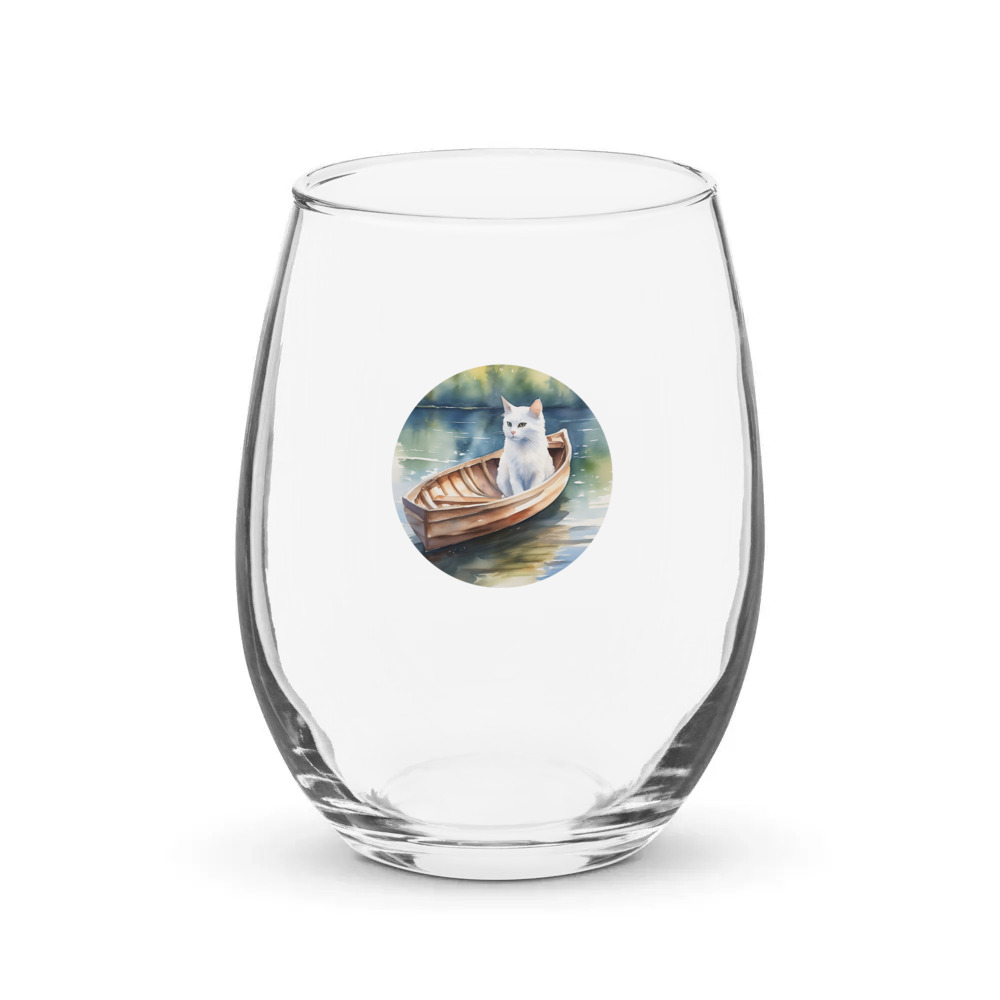 PugMug Custom White Companion Cat Stemless Wine Glass