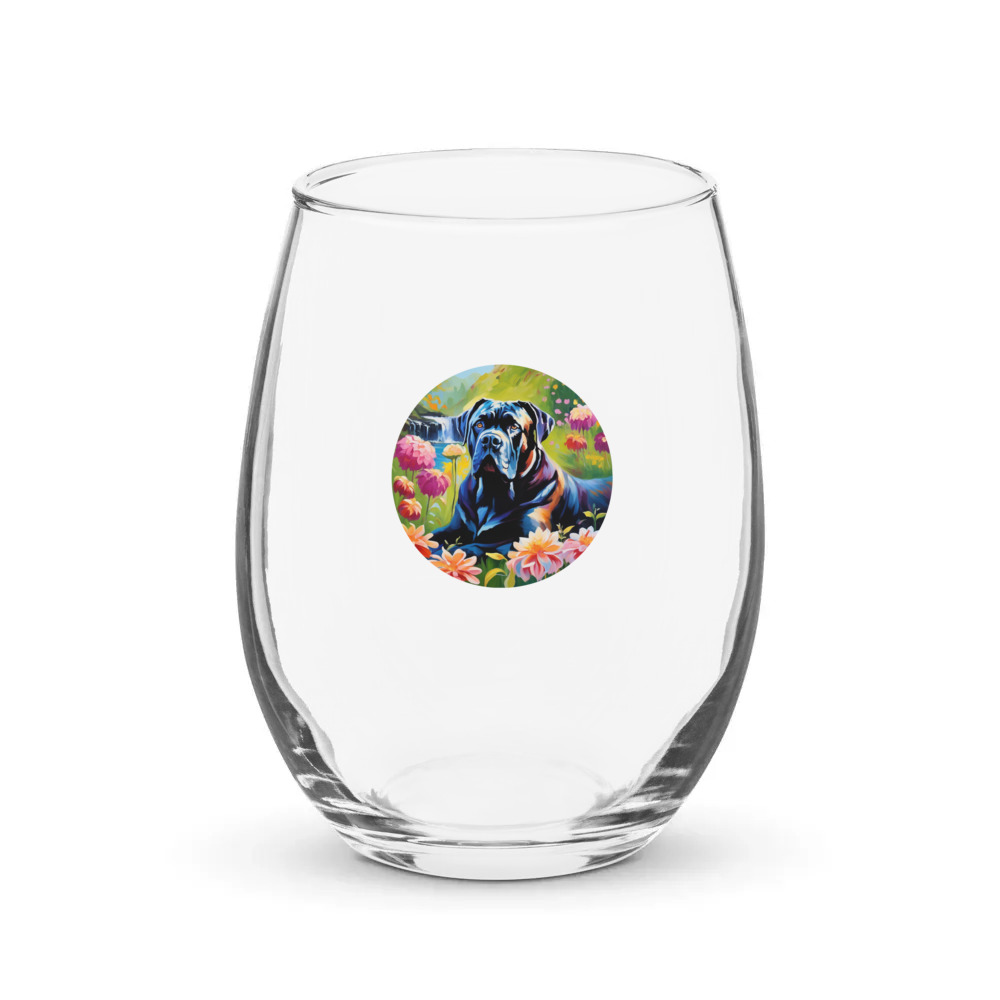PugMug Custom Cane Corso Stemless Wine Glass
