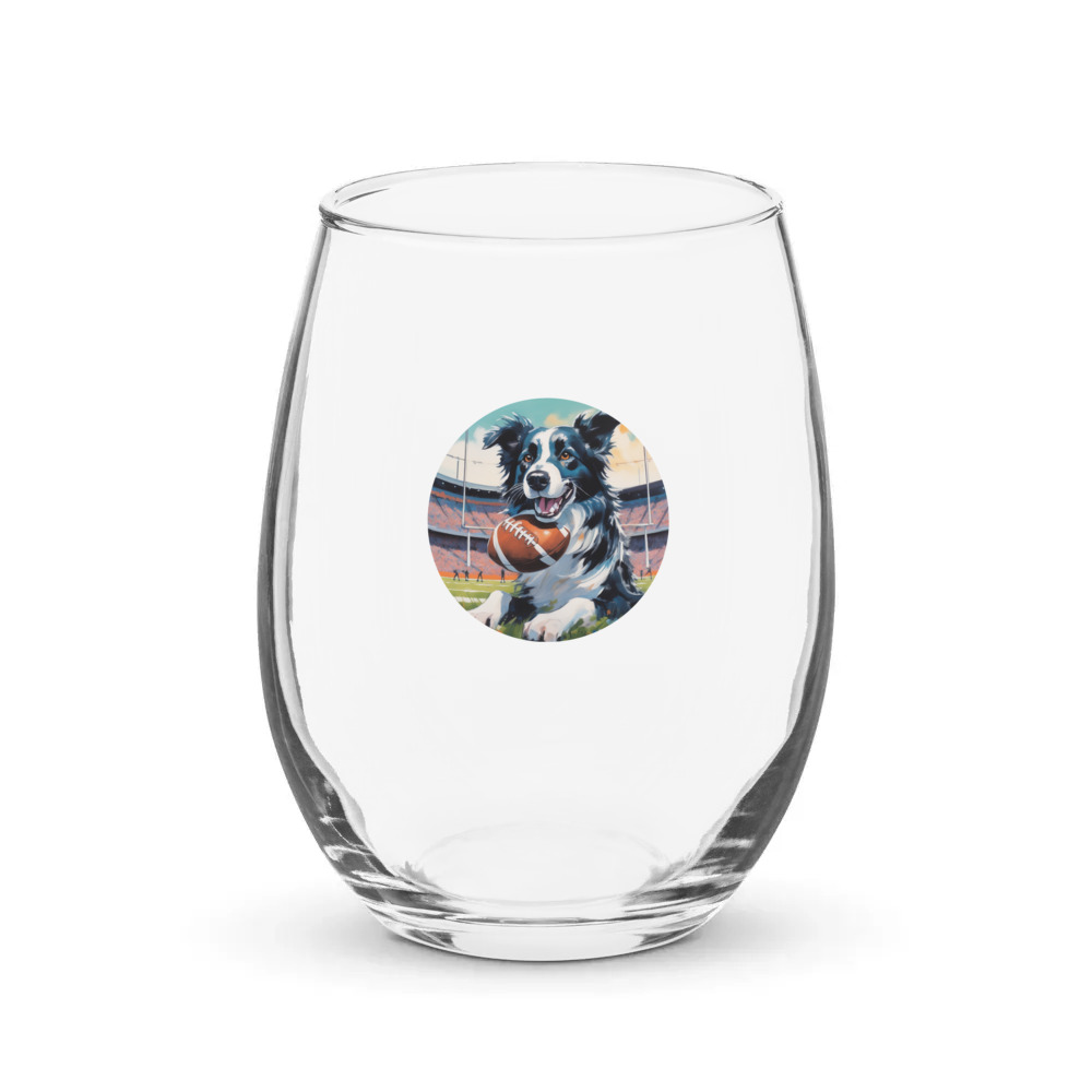 PugMug Custom Border Collie Stemless Wine Glass