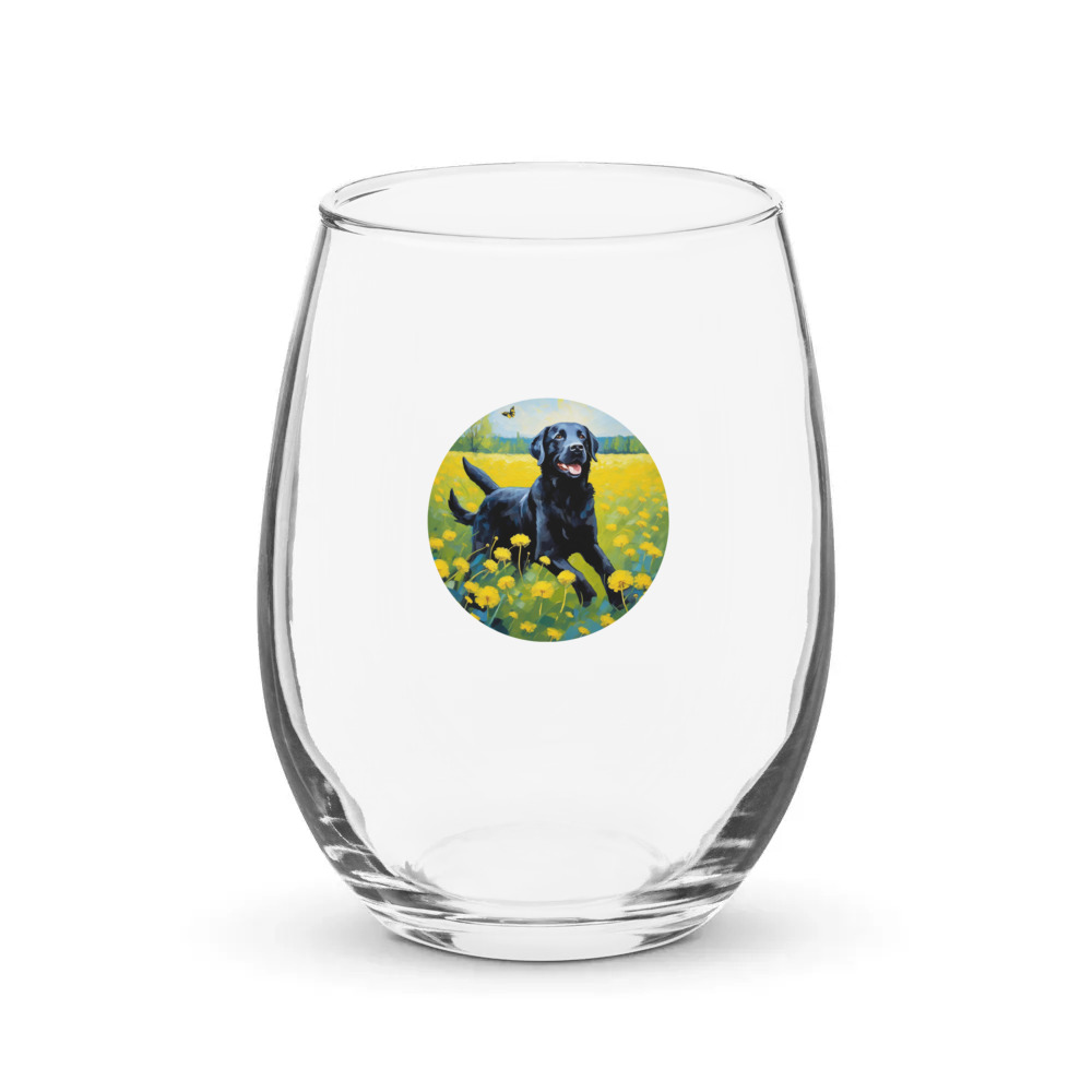 PugMug Custom Black Labrador Retriever Stemless Wine Glass