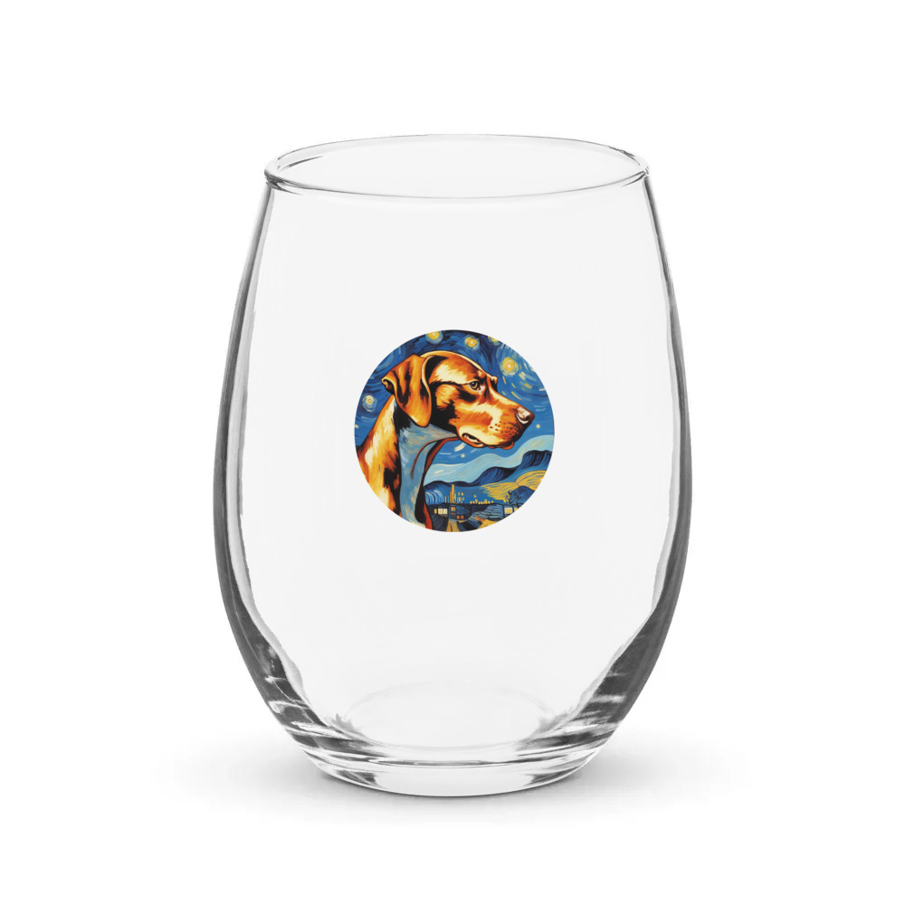 PugMug Custom Pointer Dog Stemless Wine Glass