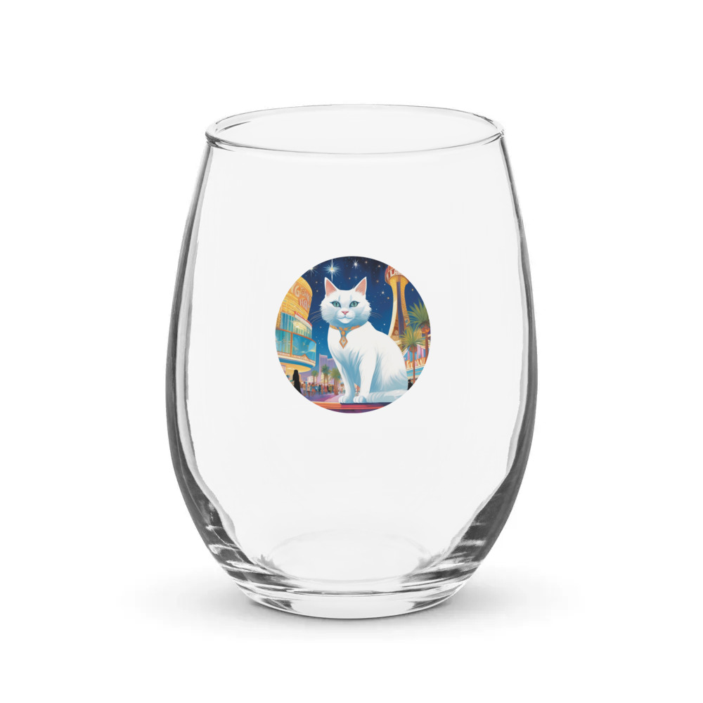 PugMug Custom White Companion Cat Stemless Wine Glass