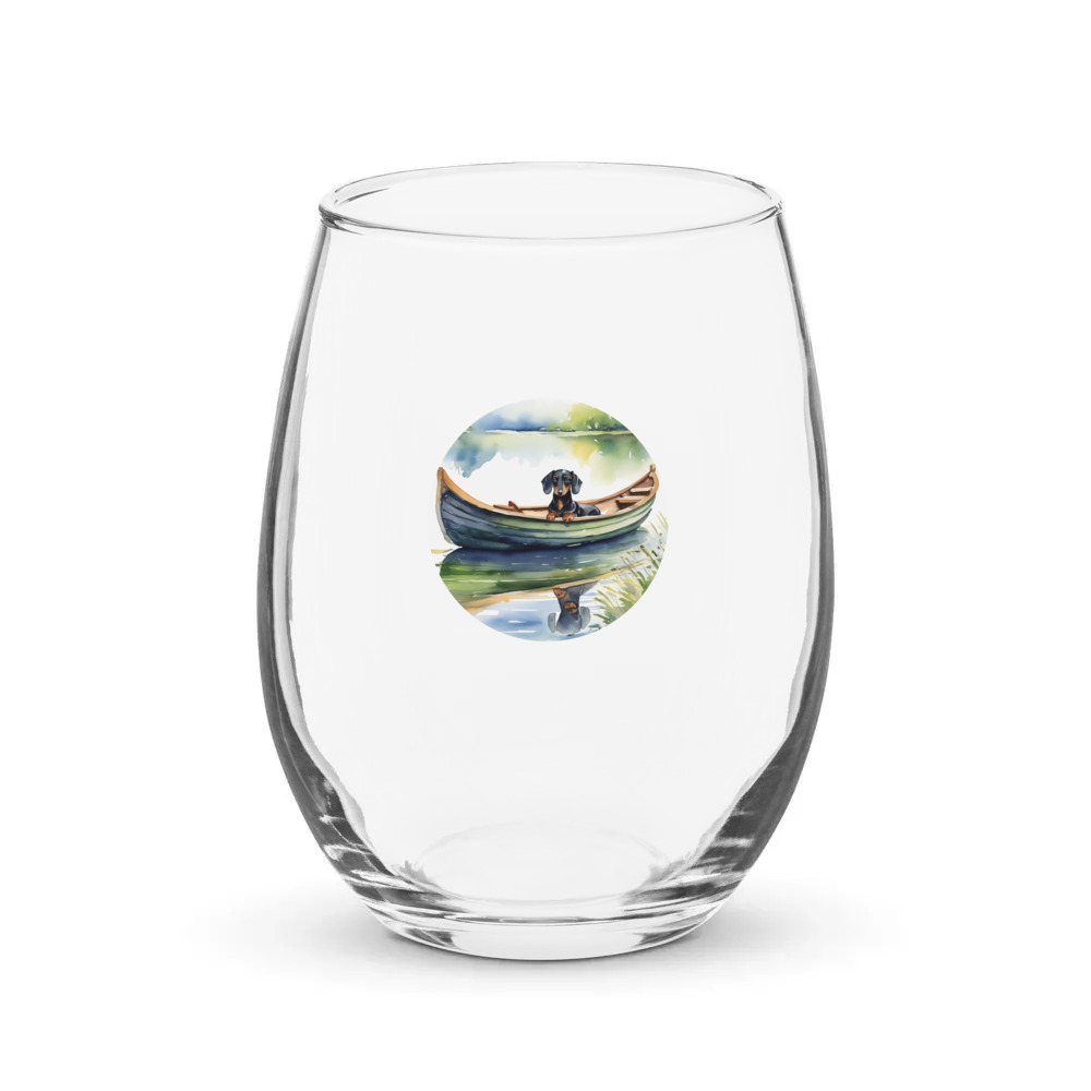 PugMug Custom Black Dachshund Stemless Wine Glass