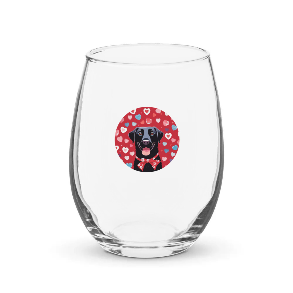 PugMug Custom Black Labrador Retriever Stemless Wine Glass