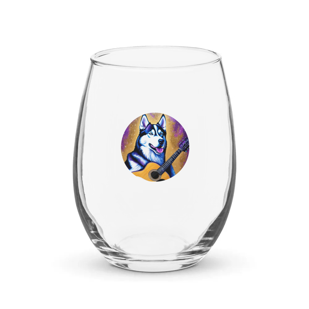 PugMug Custom Siberian Husky Stemless Wine Glass