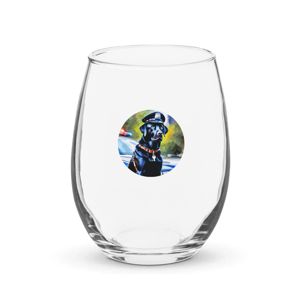 PugMug Custom Black Labrador Retriever Stemless Wine Glass