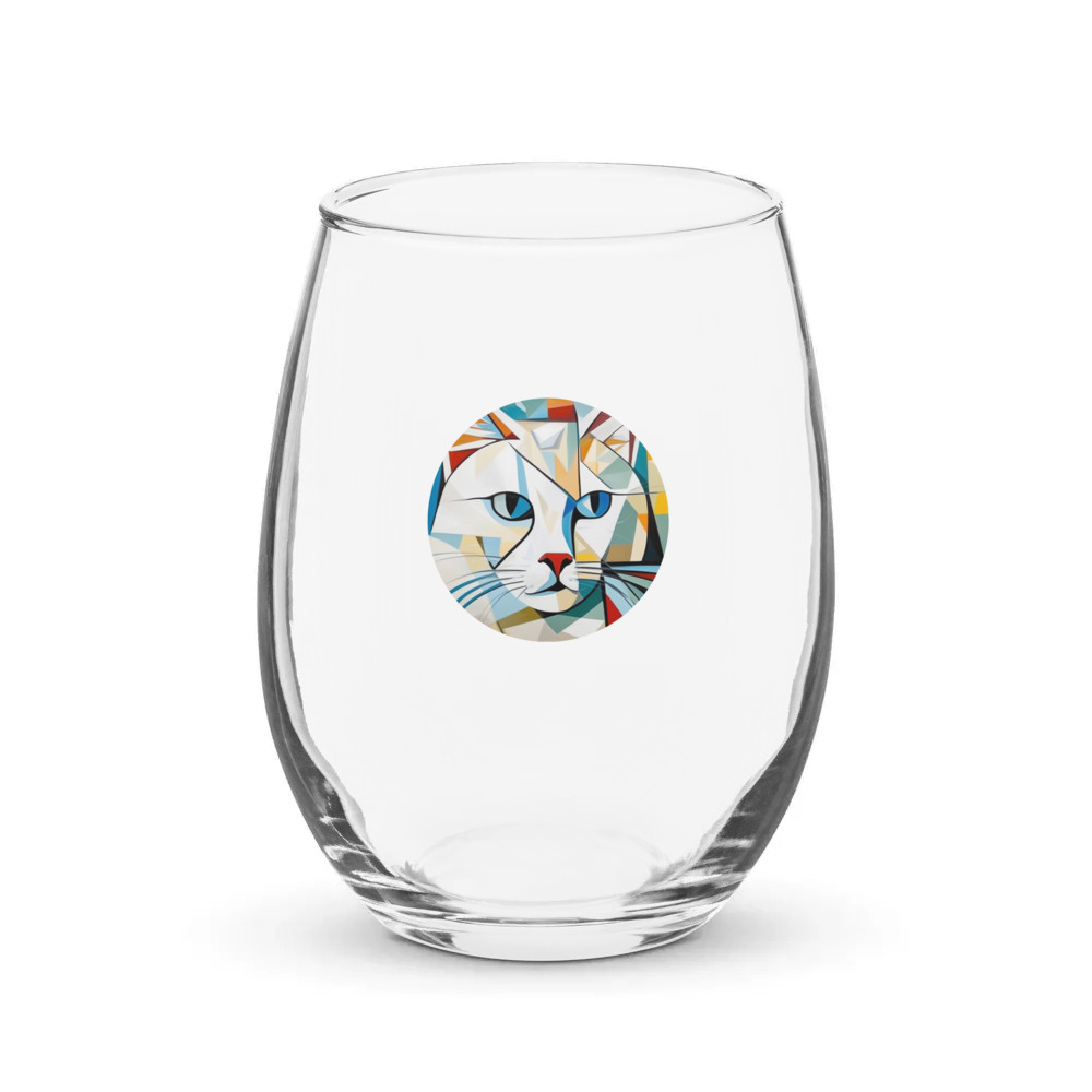 PugMug Custom White Ragdoll Cat Stemless Wine Glass