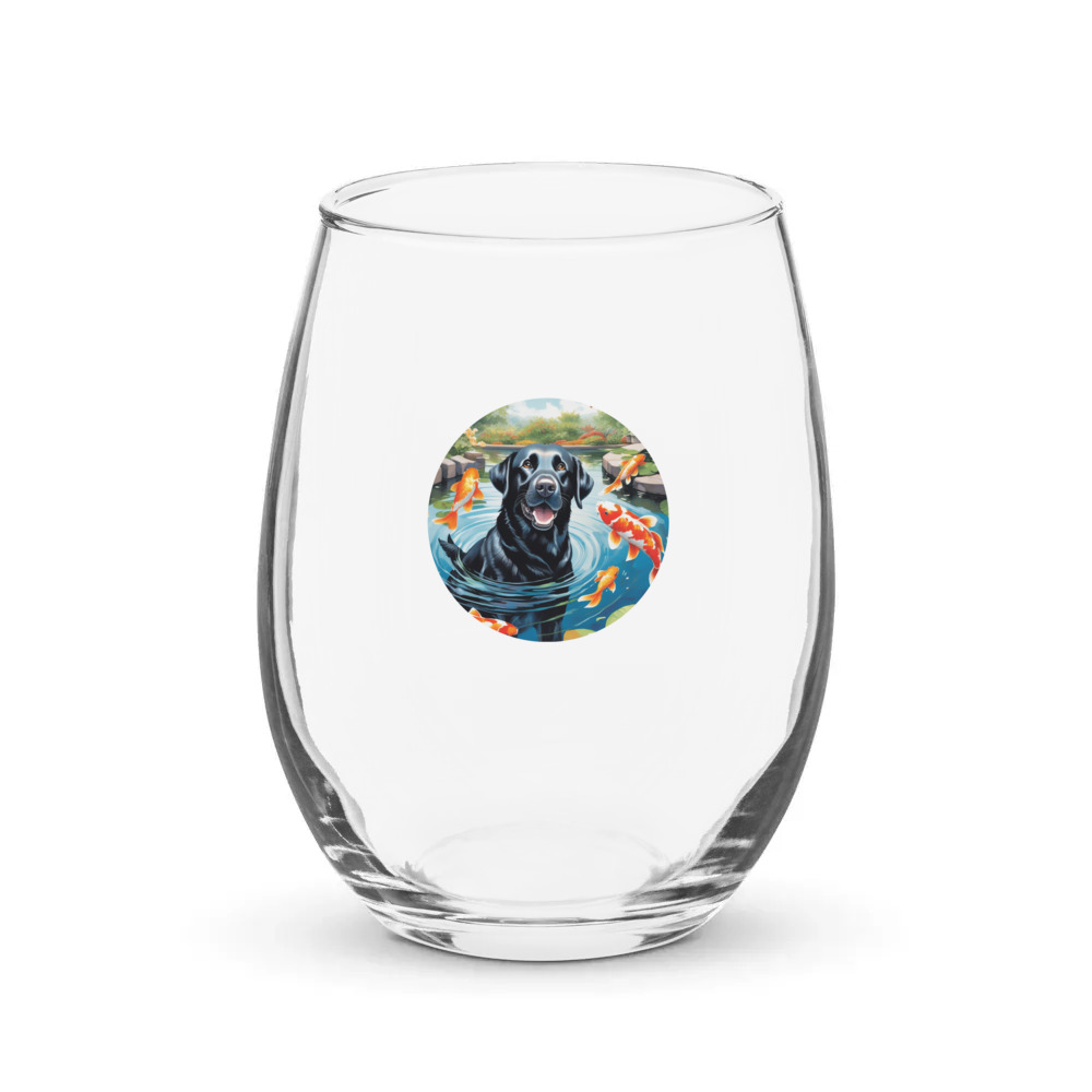 PugMug Custom Black Labrador Retriever Stemless Wine Glass