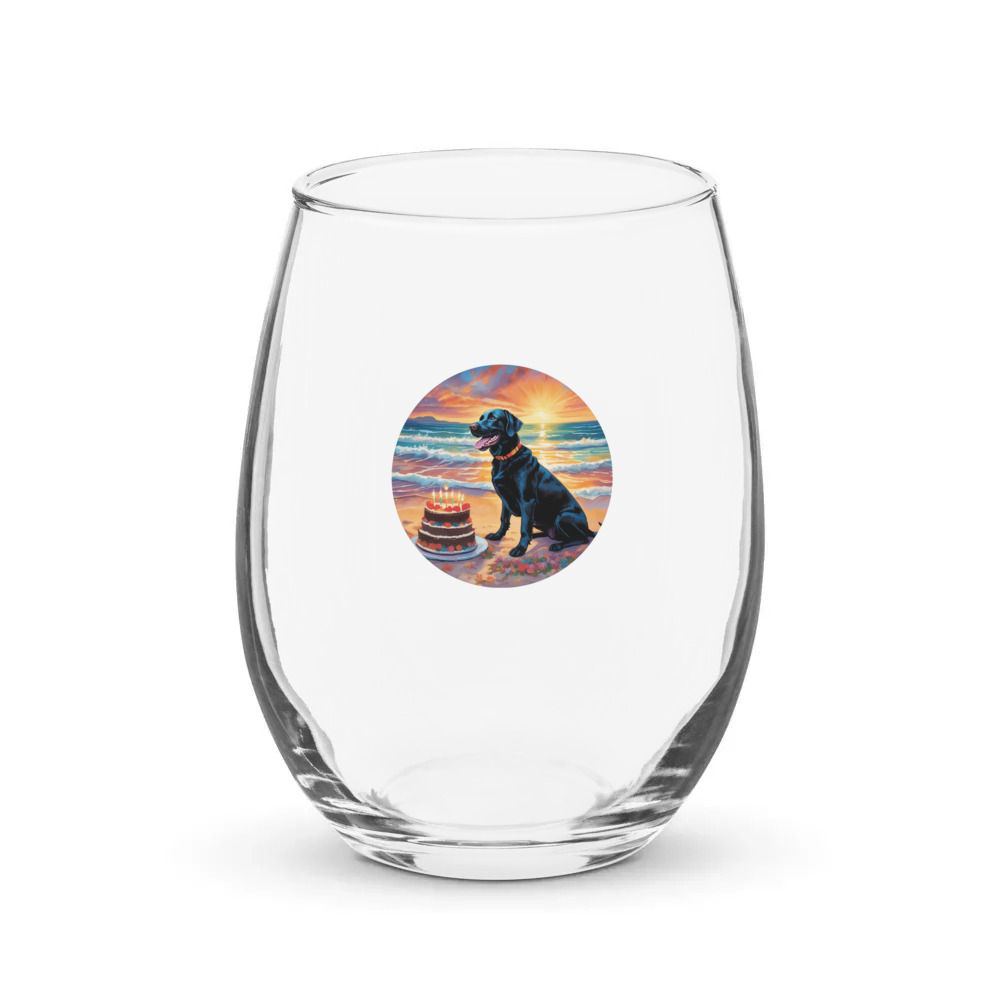 PugMug Custom Black Labrador Retriever Stemless Wine Glass