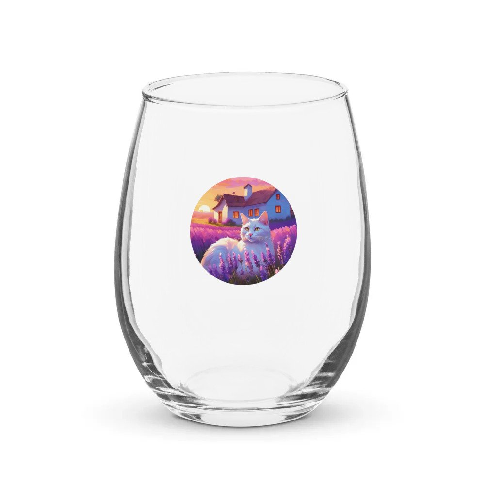 PugMug Custom White Companion Cat Stemless Wine Glass