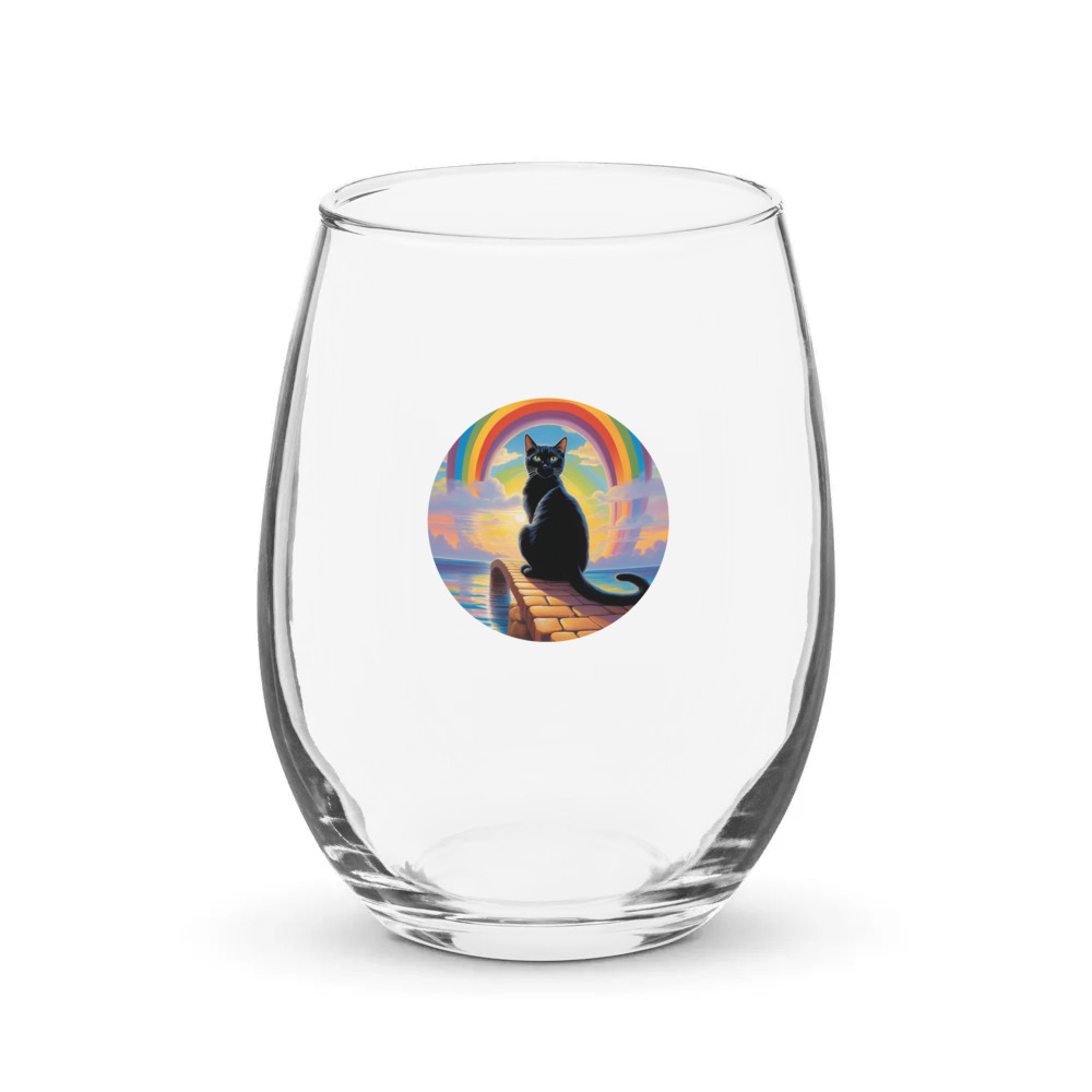 PugMug Custom Black Companion Cat Stemless Wine Glass